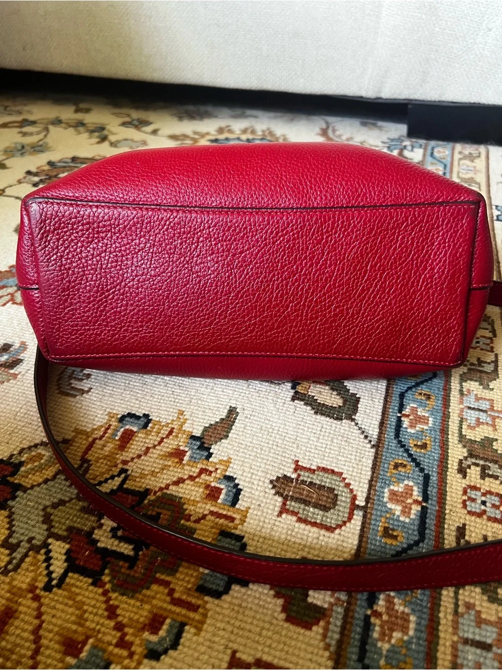 Coach Pebbled Leather Remi Satchel in Red with Detachable Strap